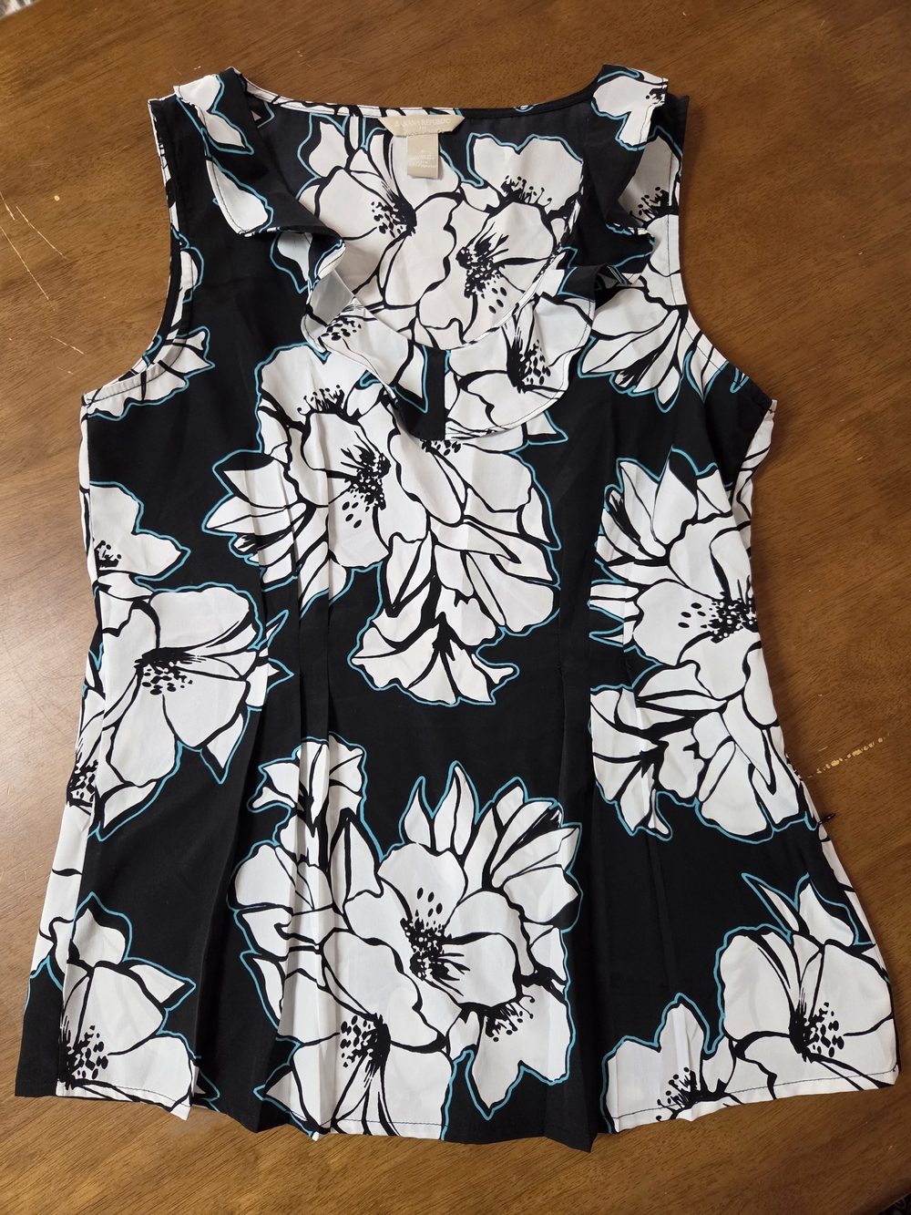 Banana Republic Floral Sleeveless Ruffle-Neck Tank 6